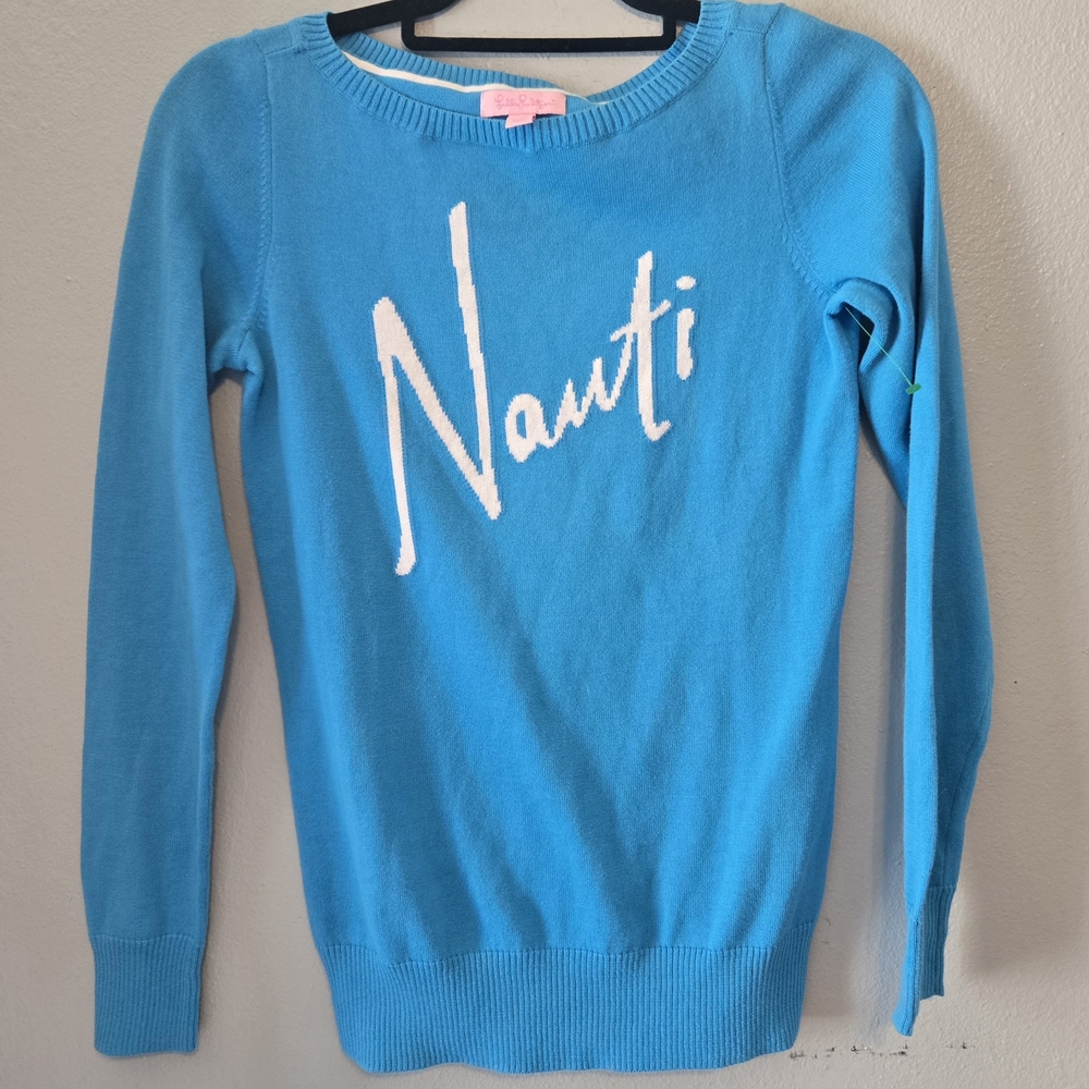 Lilly Pulitzer Turquoise Blue 'Nauti' Crewneck Sweater